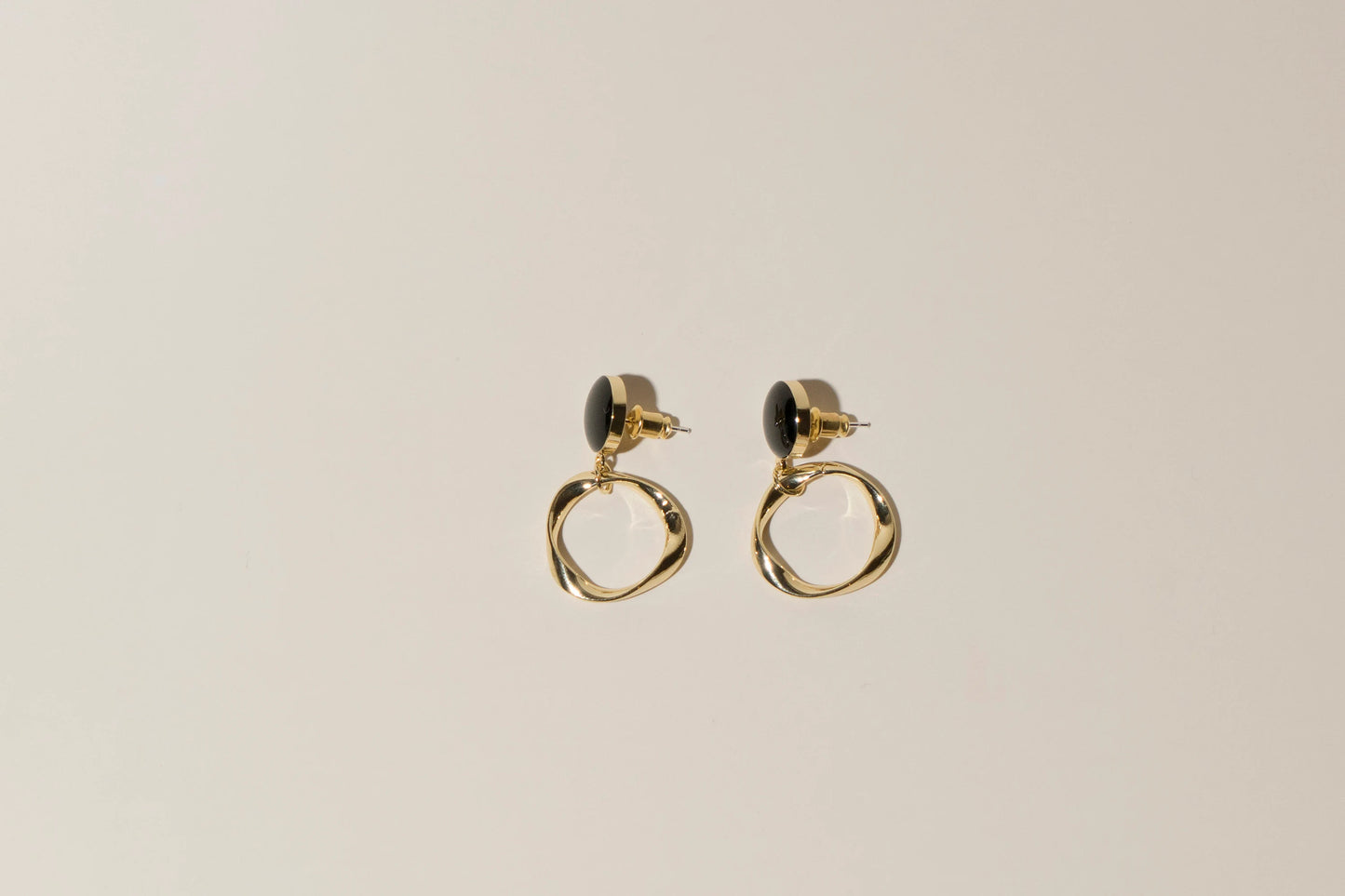 Black and Gold Hoop Drop Earrings/Earclips