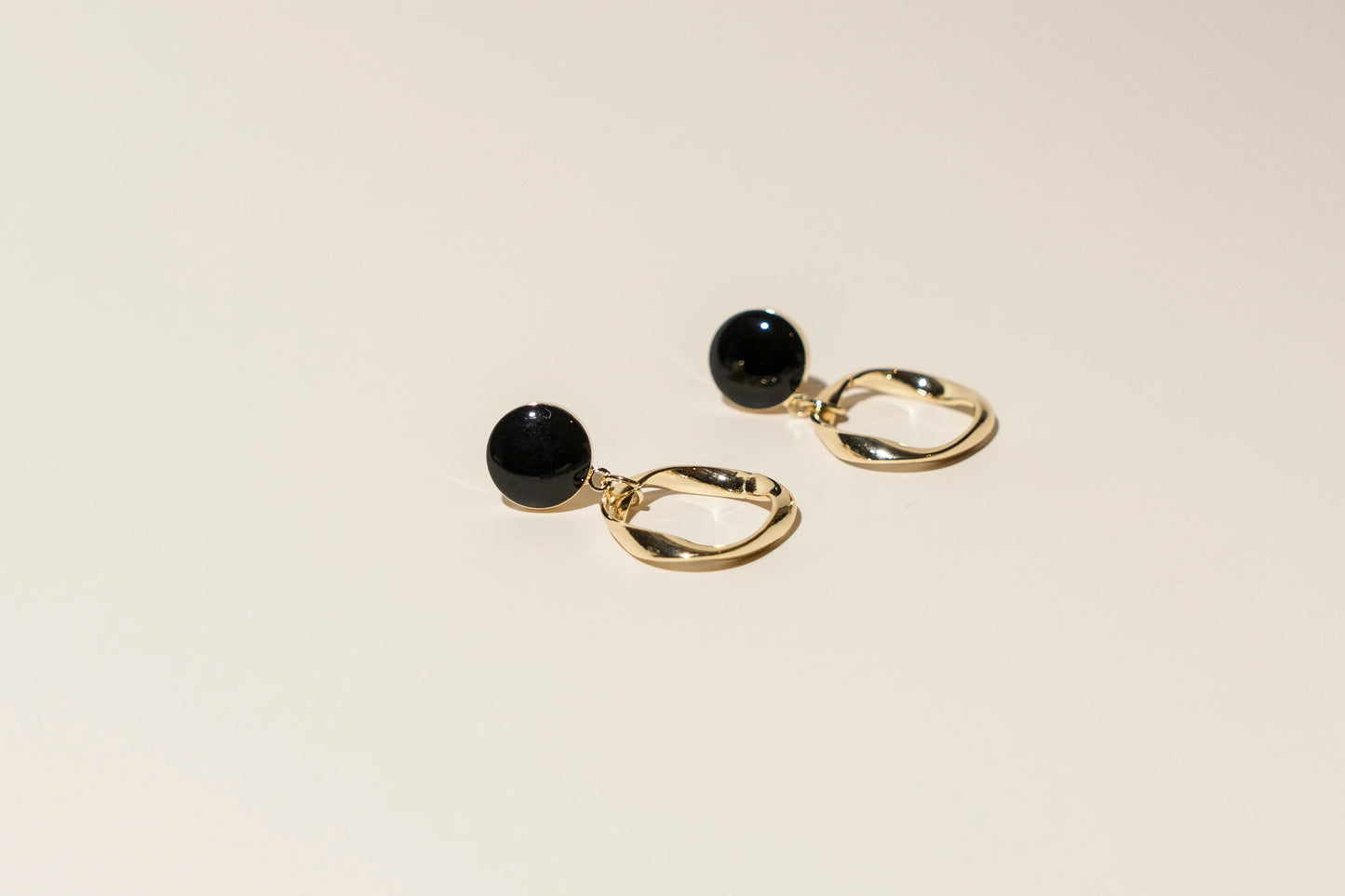 Black and Gold Hoop Drop Earrings/Earclips