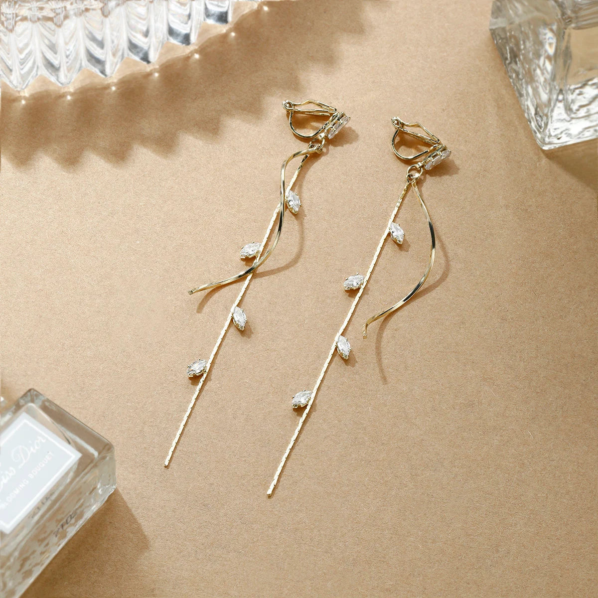 Fringe tassel gold earrings/earclips