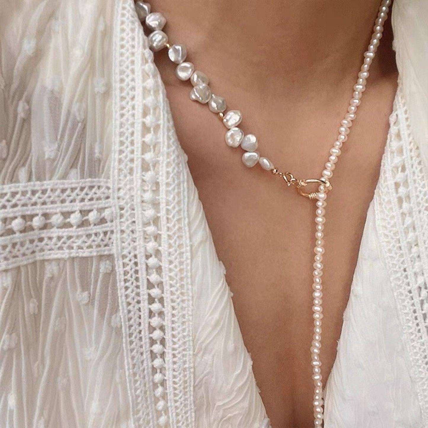 Natural baroque pearl necklace