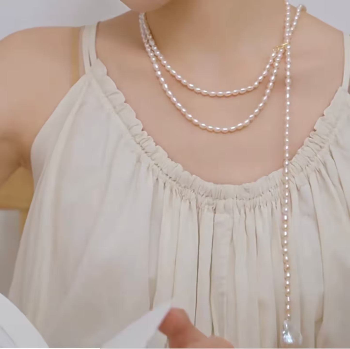 Natural baroque pearl long necklace