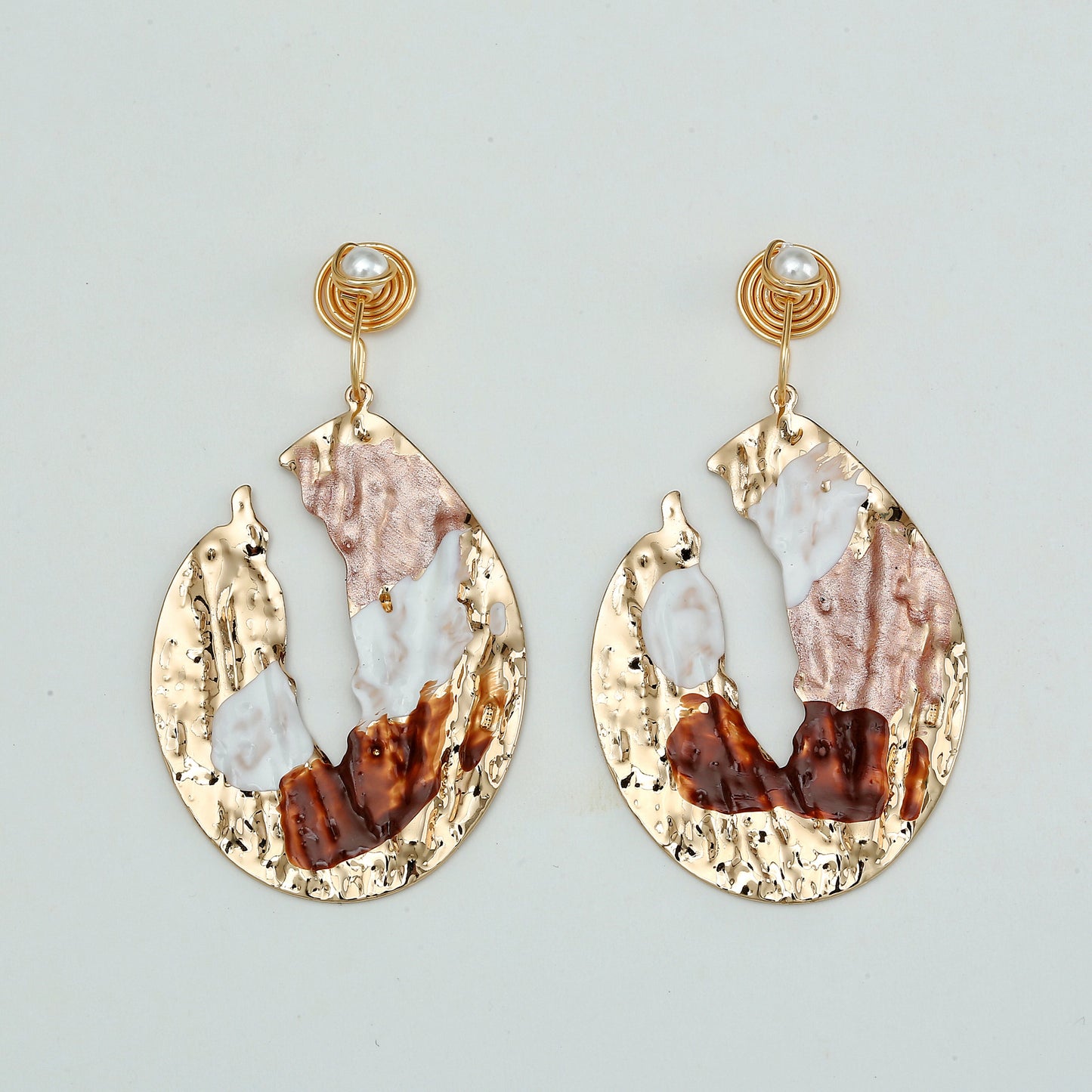 Multi-color hammered gold earrings/earclips
