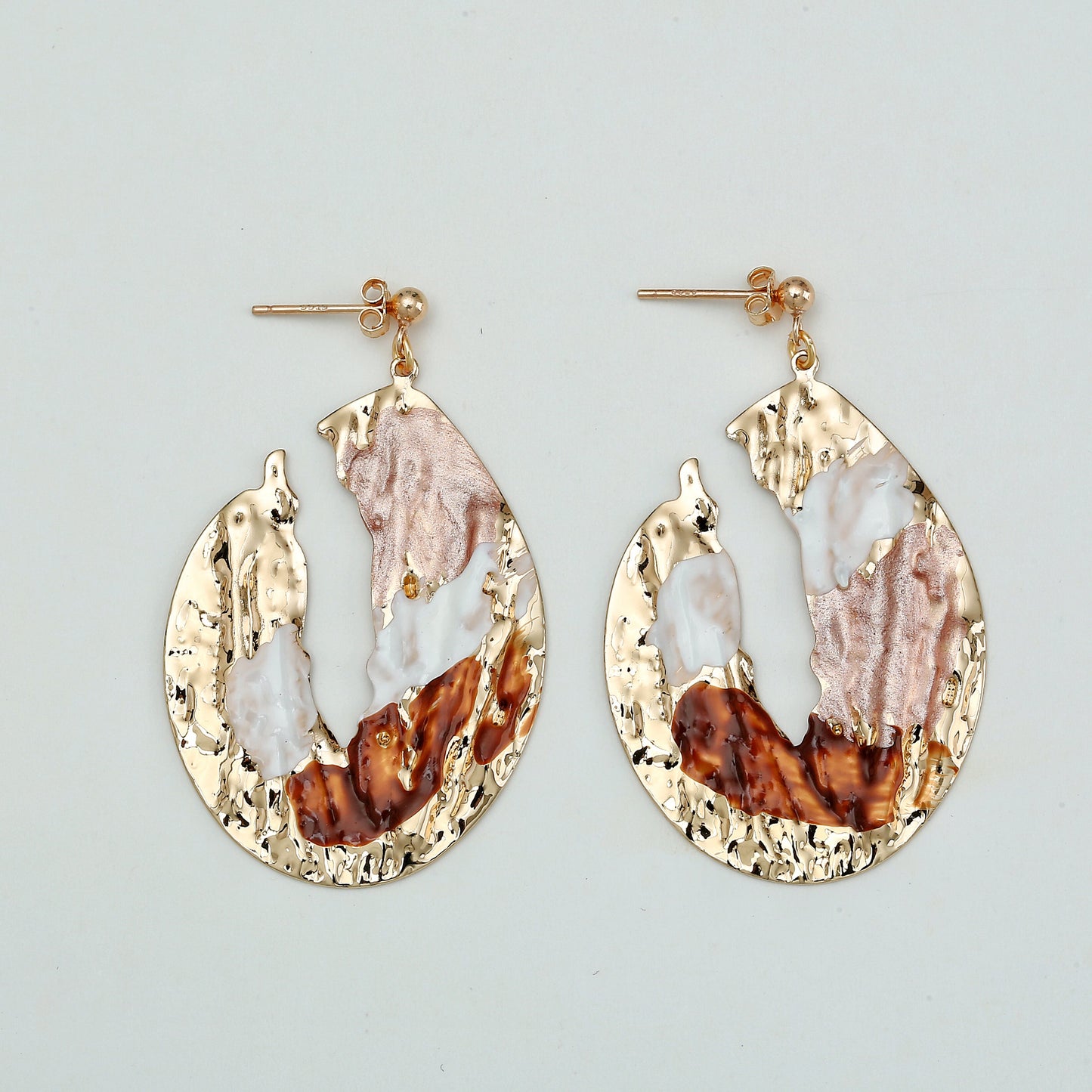 Multi-color hammered gold earrings/earclips