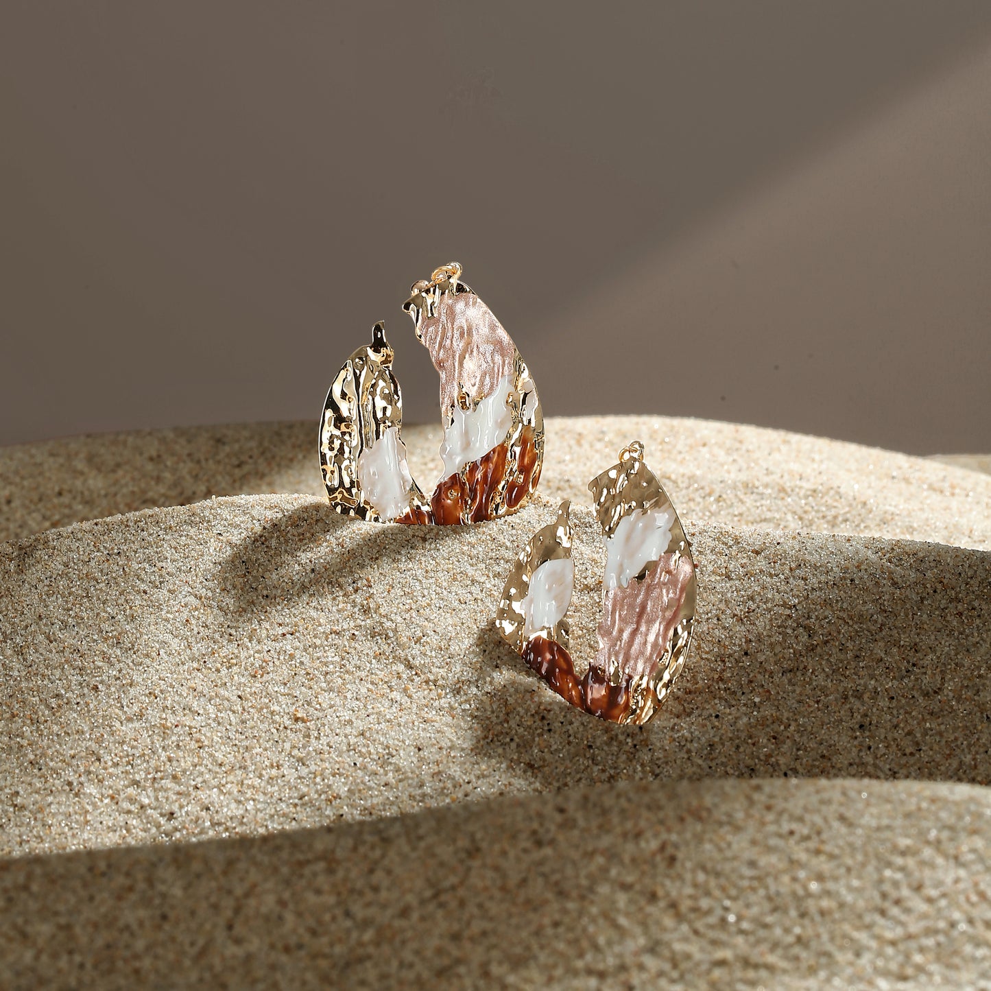 Multi-color hammered gold earrings/earclips