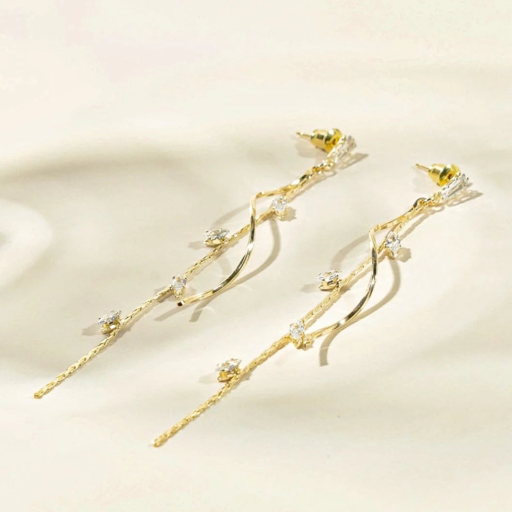 Fringe tassel gold earrings/earclips