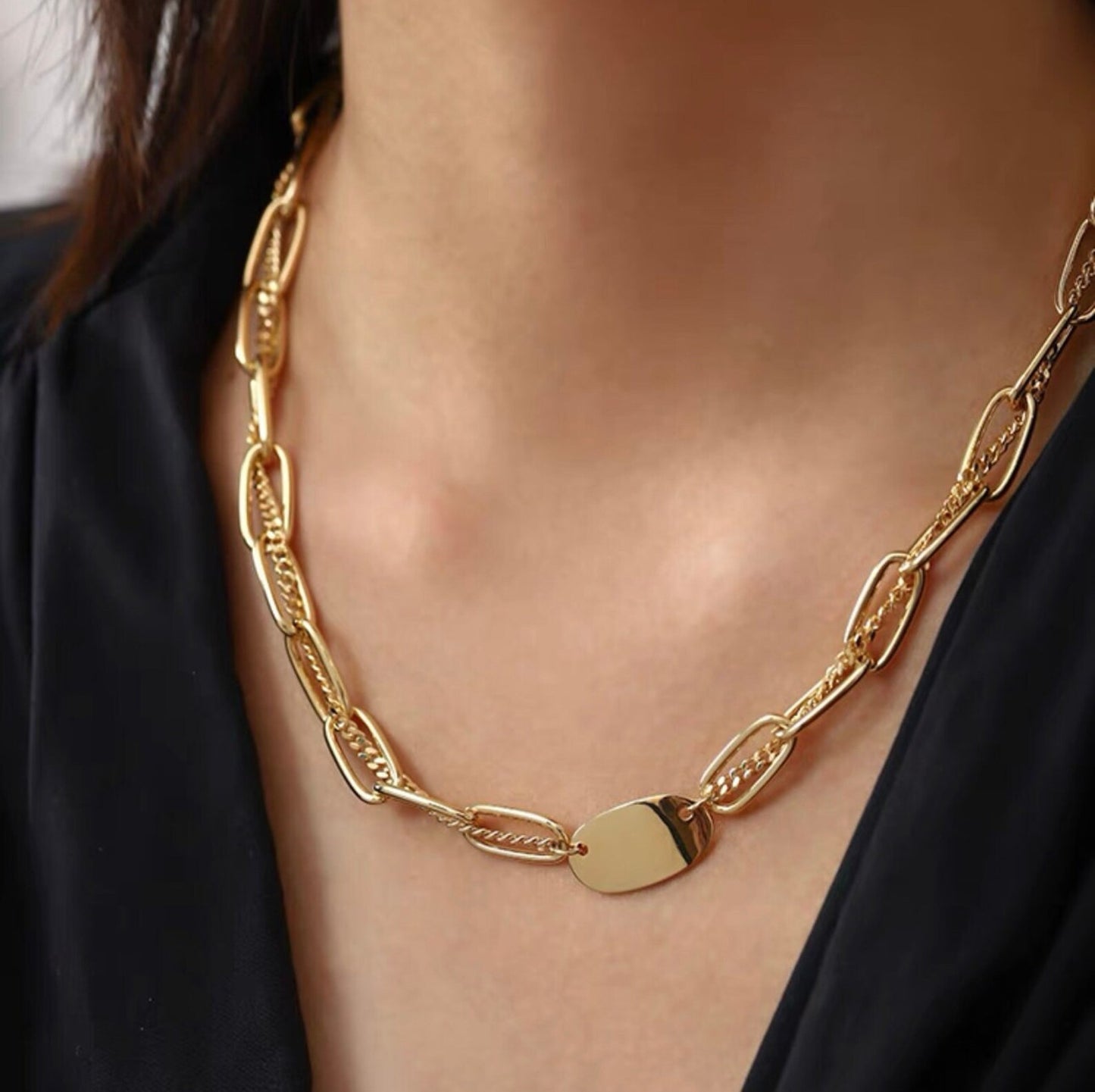 Double layered paperclip necklace