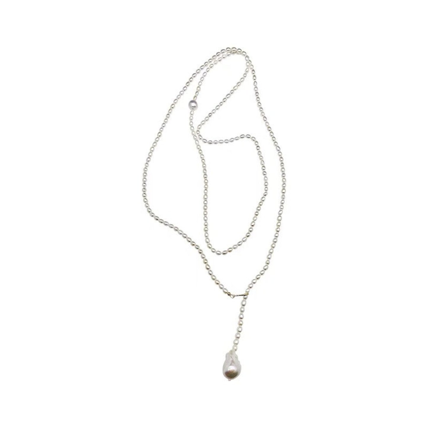 Natural baroque pearl long necklace